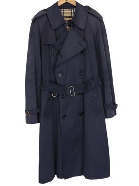 Burberry Navy Double-Breasted Trench Coat with Belt